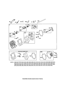 Head-Cylinder Diagram and Parts List for 121300 0014-0571 Briggs and Stratton Engine